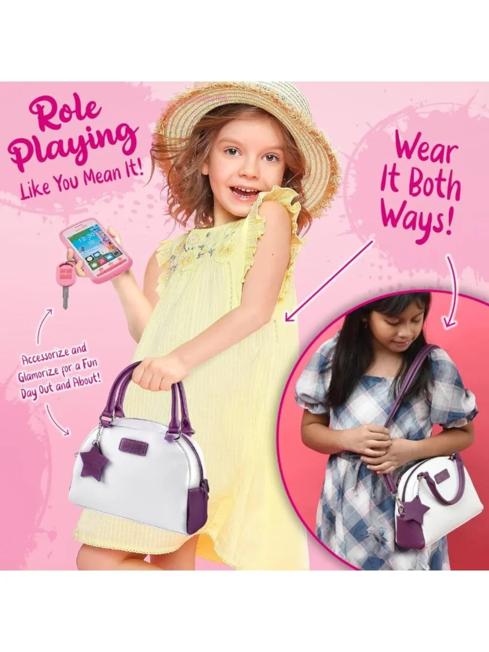 Girls' Play Purse Set - Toddler Dress Up Toys, Pretend Makeup & Accessories